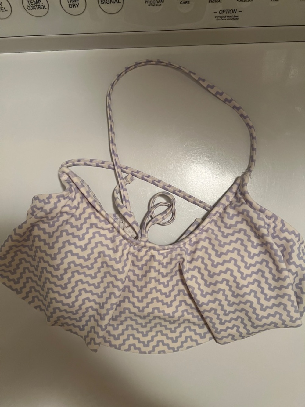 Purple Zigzag Ruffle Bikini Top